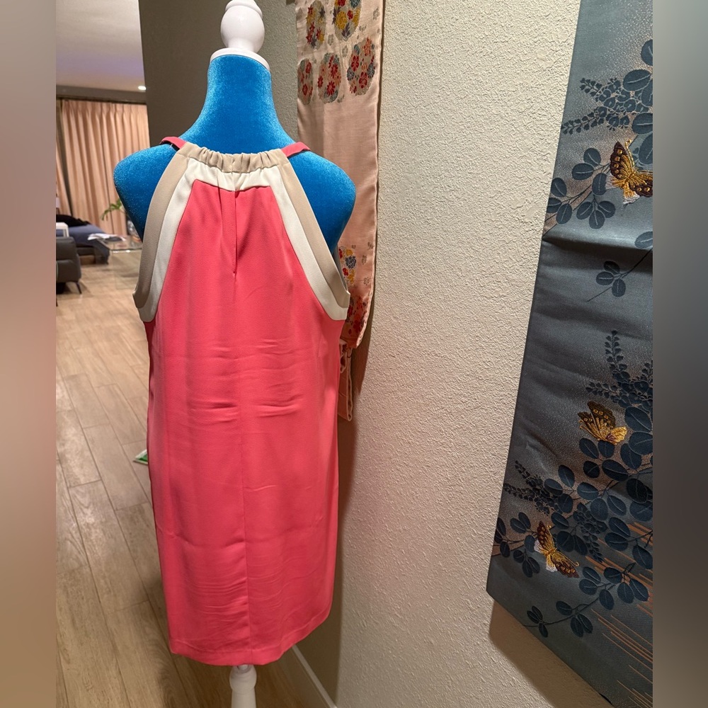 Pink Taupe and Cream Halter Shift Dress-Dry Cleaned - Picture 2 of 5